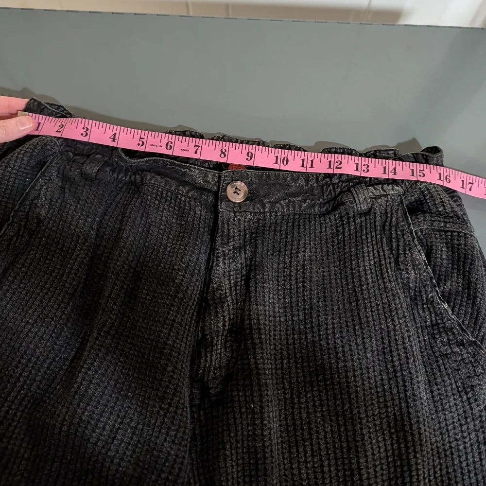Free People ONE Frankie Thermal Cargo‎ Pants Black Waffle Knit Slouchy